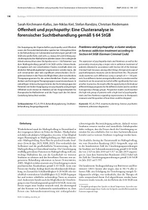 Vorschauseite 1: Offenheit und psychopathy: Eine Clusteranalyse in forensischer Suchtbehandlung gemäß § 64 StGB