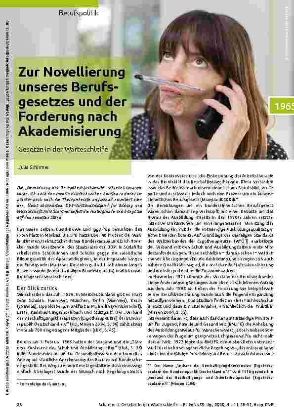 Vorschauseite 1: Zur Novellierung unseres Berufsgesetzes und der Forderung nach Akademisierung Gesetze in der Warteschleife. Correction: Zur Novellierung unseres Berufsgesetzes und der Forderung n…