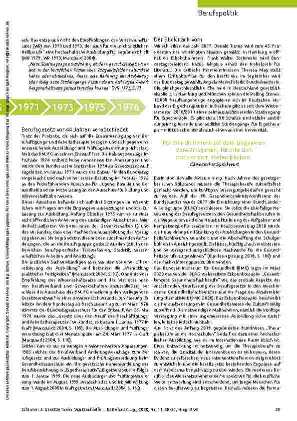 Vorschauseite 2: Zur Novellierung unseres Berufsgesetzes und der Forderung nach Akademisierung Gesetze in der Warteschleife. Correction: Zur Novellierung unseres Berufsgesetzes und der Forderung n…