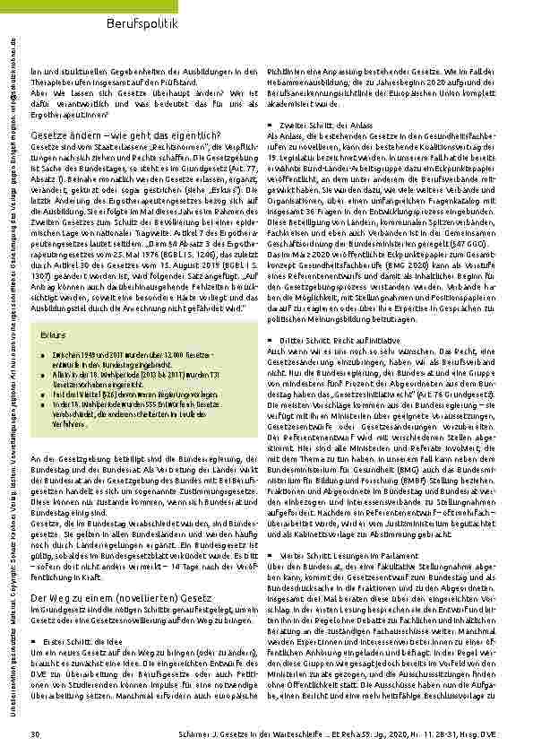 Vorschauseite 3: Zur Novellierung unseres Berufsgesetzes und der Forderung nach Akademisierung Gesetze in der Warteschleife. Correction: Zur Novellierung unseres Berufsgesetzes und der Forderung n…