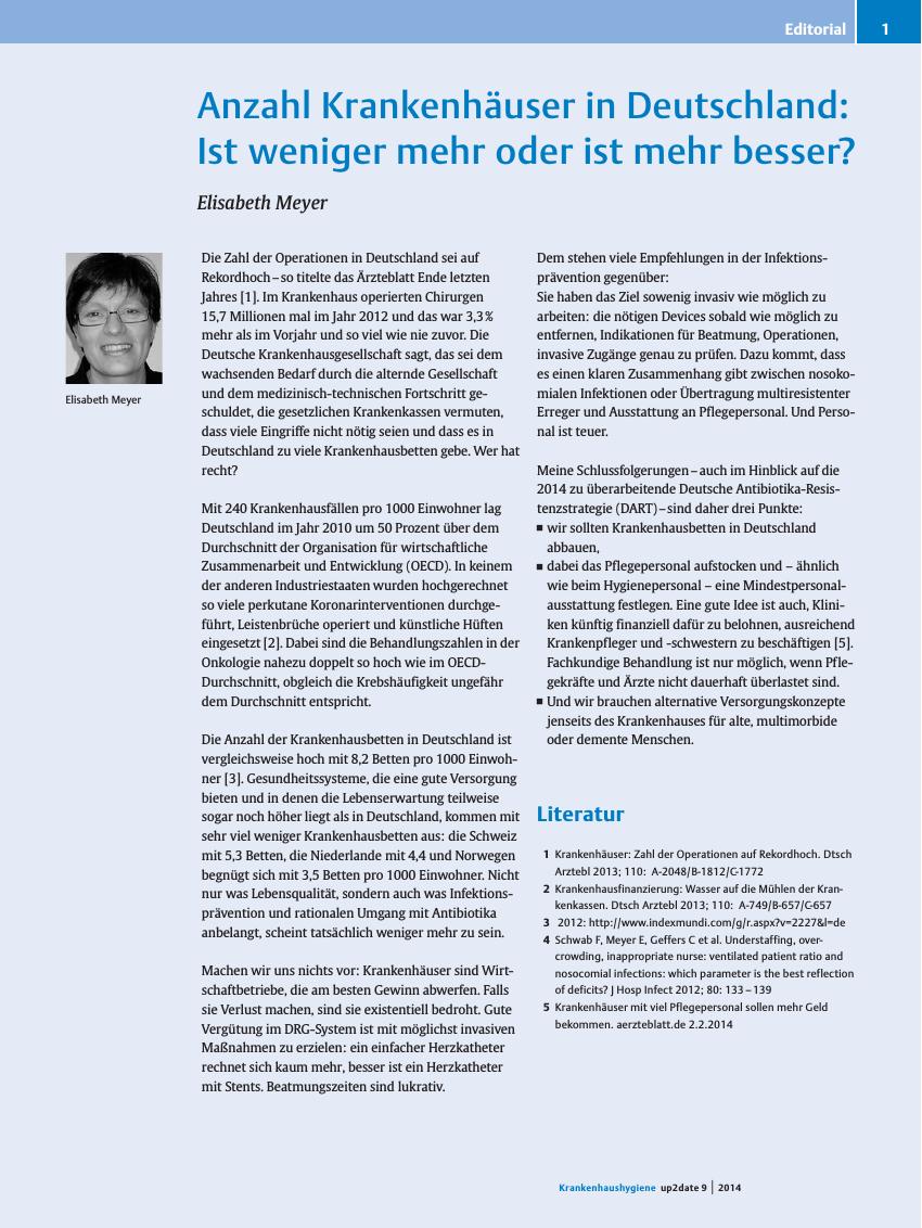 Vorschauseite 1: Anzahl Krankenhäuser in Deutschland: Ist weniger mehr oder ist mehr besser?