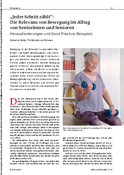Vorschauseite 1: „Jeder Schritt zählt“: Die Relevanz von Bewegung im Alltag von Seniorinnen und Senioren Herausforderungen und Good Practice-Beispiele