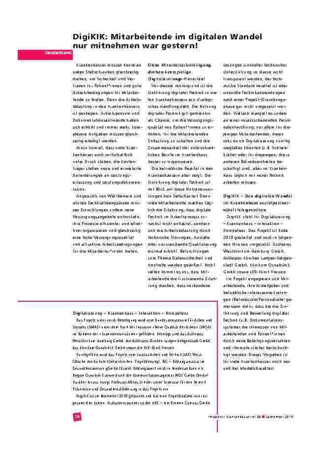 Vorschauseite 1: DigiKIK: Mitarbeitende im digitalen Wandel nur mitnehmen war gestern!