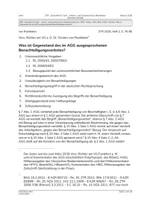 Vorschauseite 1: Was ist Gegenstand des im AGG ausgesprochenen Benachteiligungsverbotes?