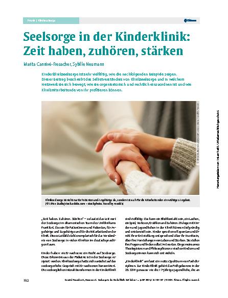 Vorschauseite 1: Seelsorge in der Kinderklinik: Zeit haben, zuhören, stärken