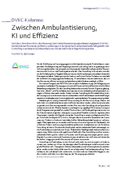 Vorschauseite 1: DVKC-Kolumne Zwischen Ambulantisierung, KI und Effizienz