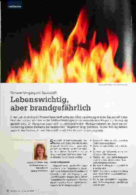 Vorschauseite 1: Sicherer Umgang mit Sauerstoff: Lebenswichtig, aber brandgefährlich.