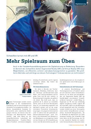Vorschauseite 1: Schweißen lernen mit AR und VR Mehr Spielraum zum Üben