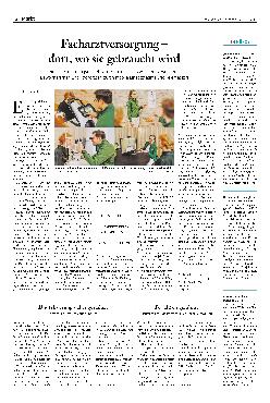 Vorschauseite 1: Facharztversorgung - dort, wo sie gebraucht wird