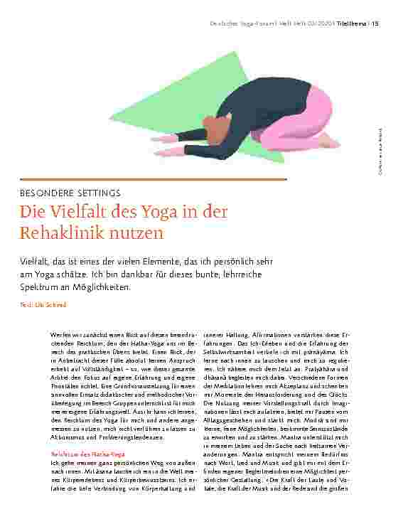 Vorschauseite 1: BESONDERE SETTINGS Die Vielfalt des Yoga in der Rehaklinik nutzen