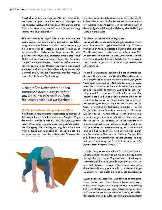 Vorschauseite 2: BESONDERE SETTINGS Die Vielfalt des Yoga in der Rehaklinik nutzen