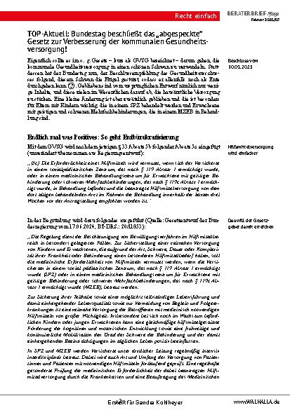Vorschauseite 2: Beraterbrief Pflege Heft 3-2025