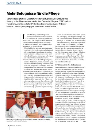 Vorschauseite 1: Mehr Befugnisse für die Pflege