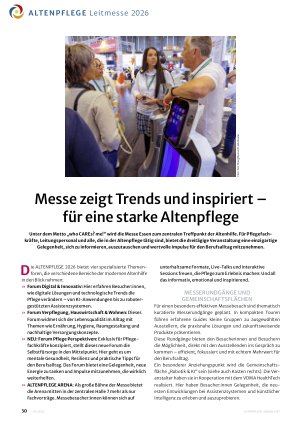 Vorschauseite 1: Messe zeigt Trends und inspiriert – für eine starke Altenpflege