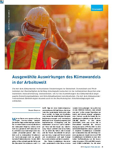 Vorschauseite 1: Ausgewählte Auswirkungen des Klimawandels in der Arbeitswelt