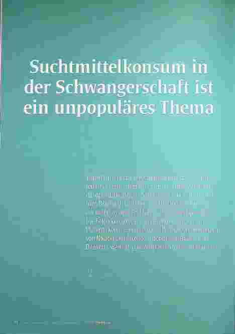Vorschauseite 1: Suchtmittelkonsum in der Schwangerschaft ist ein unpopuläres Thema.