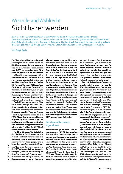 Vorschauseite 1: Wunschund Wahlrecht sichtbarer werden