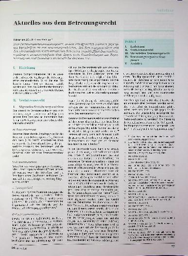 Vorschauseite 1: Aktuelles aus dem Betreuungsrecht