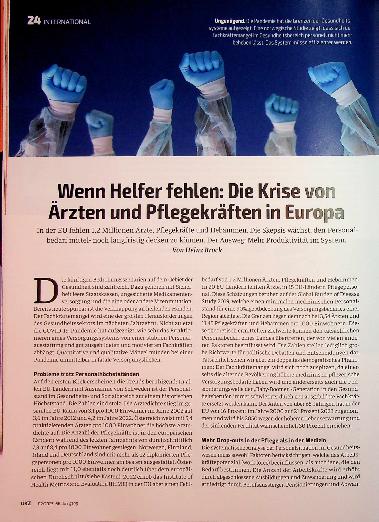 Vorschauseite 1: Wenn Helfer fehlen: Die Krise von Ärzten und Pflegekräften in Europa
