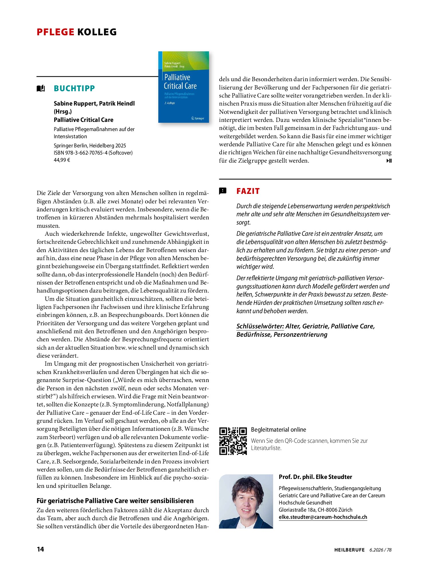 Vorschauseite 3: Das Verbindende von Geriatric und Palliative Care