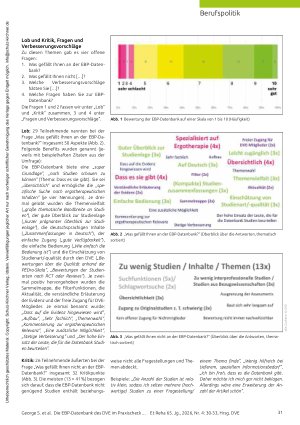 Vorschauseite 2: Ergebnisse und Entwicklungsimpulse aus einer Online-Umfrage Die EBP-Datenbank des DVE im Praxischeck