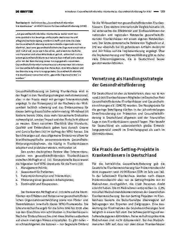 Vorschauseite 2: Gesundheitsförderndes Krankenhaus: Gesundheitsförderung für Alle?
