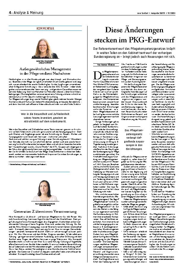Vorschauseite 1: Diese Änderungen stecken im PKG-Entwurf