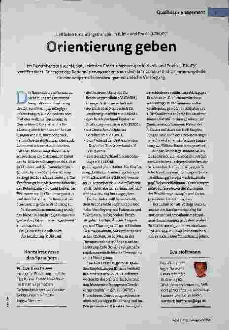 Vorschauseite 1: "Leitfaden Ernährungstherapie in Klinik und Praxis (LEKuP)" Orientierung geben