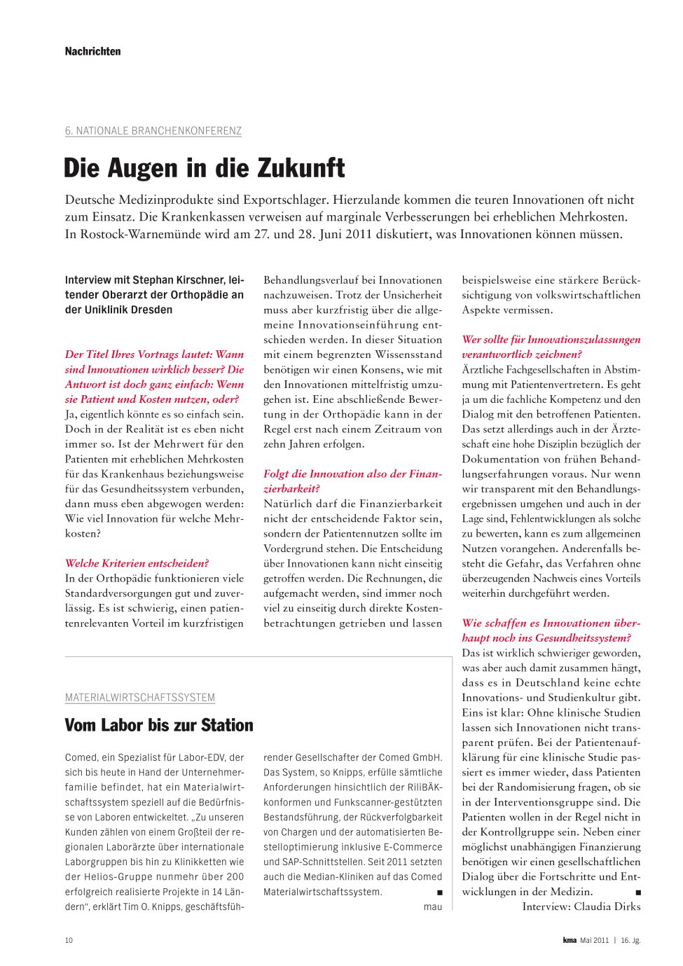 Vorschauseite 1: Die Augen in die Zukunft