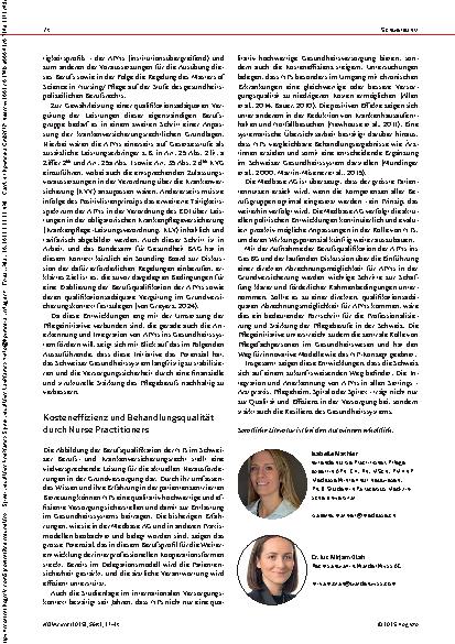 Vorschauseite 4: Nurse Practitioner in der Schweizer Grundversorgung Rechtliche Grundlagen im originären Tätigkeitsbereich und im Delegationsmodel