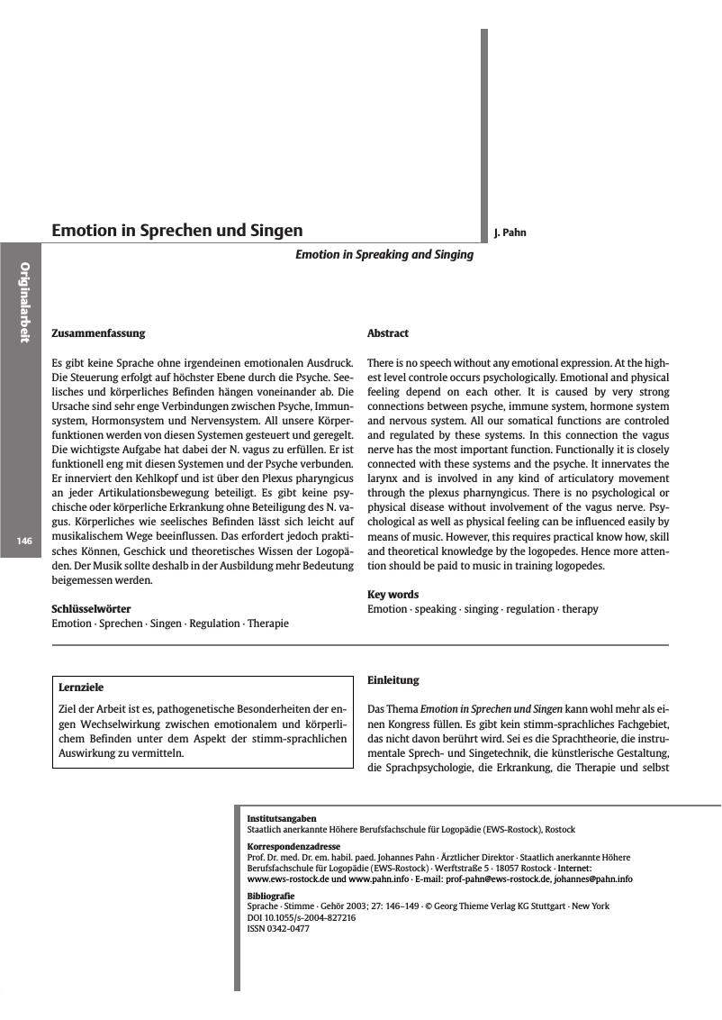 Vorschauseite 1: Emotion in Sprechen und Singen