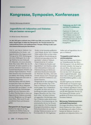 Vorschauseite 1: Kongresse, Symposien, Konferenzen Jugendliche mit Adipositas und Diabetes: Wie am besten versorgen?
