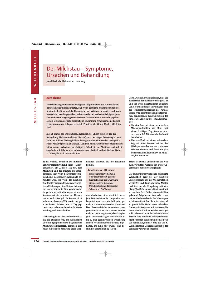 Vorschauseite 1: Der Milchstau - Symptome, Ursachen und Behandlung