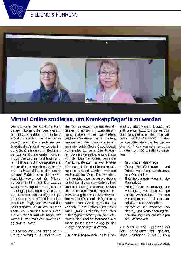 Vorschauseite 1: Virtual Online studieren, um Krankenpfleger*in zu werden.