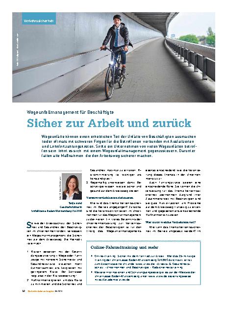 Vorschauseite 1: Wegeunfallmanagement für Beschäftigte Sicher zur Arbeit und zurück