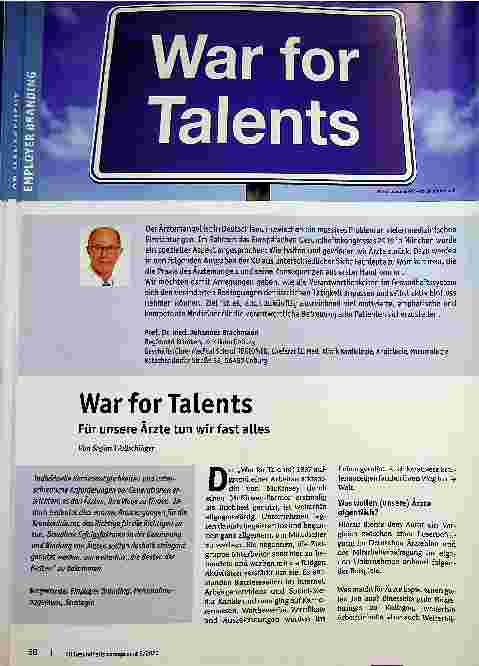 Vorschauseite 1: War for Talents: Für unsere Ärzte tun wir fast alles.
