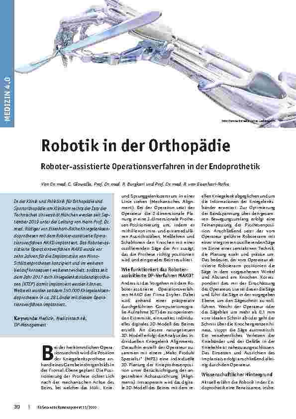 Vorschauseite 1: Robotik in der Orthopädie: Roboterassistierte Operationsverfahren in der Endoprothetik