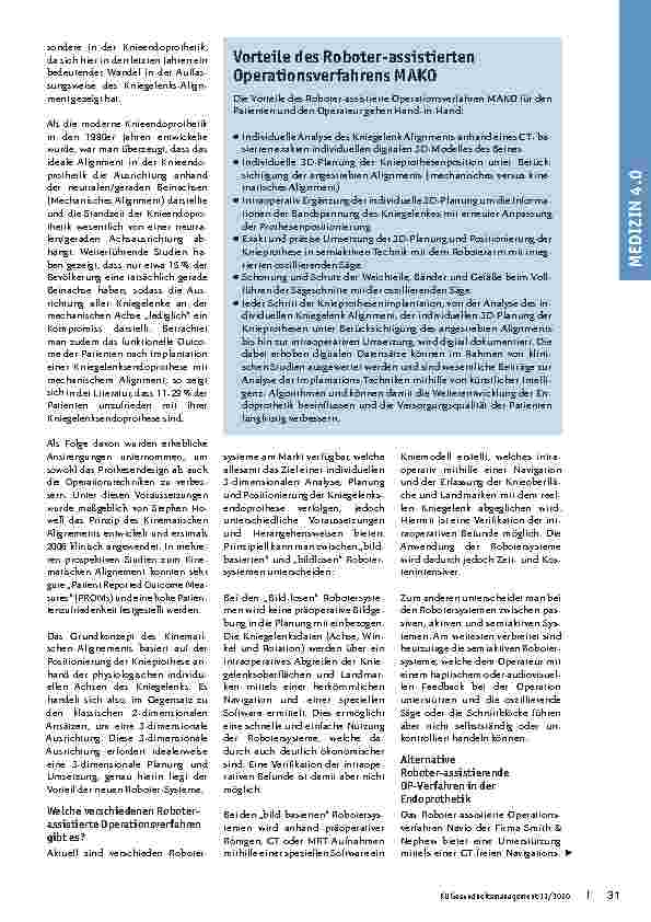 Vorschauseite 2: Robotik in der Orthopädie: Roboterassistierte Operationsverfahren in der Endoprothetik