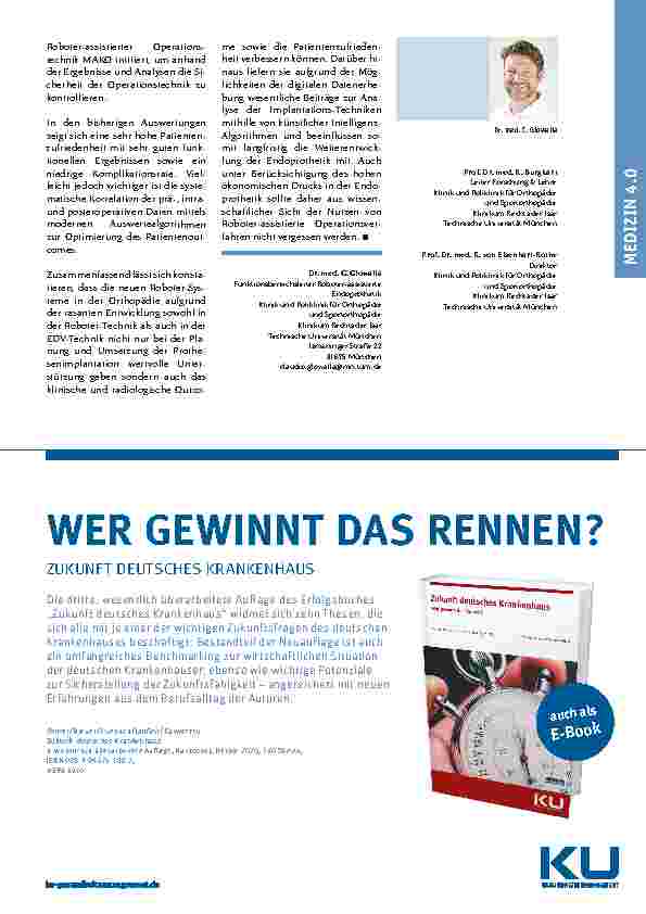 Vorschauseite 4: Robotik in der Orthopädie: Roboterassistierte Operationsverfahren in der Endoprothetik