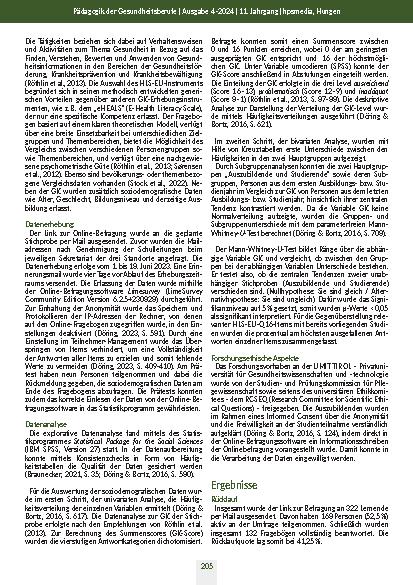Vorschauseite 4: Gesundheitskompetenz von Lernenden in der Gesundheitsund Krankenpflege in Vorarlberg: Eine quantitative Querschnittserhebung