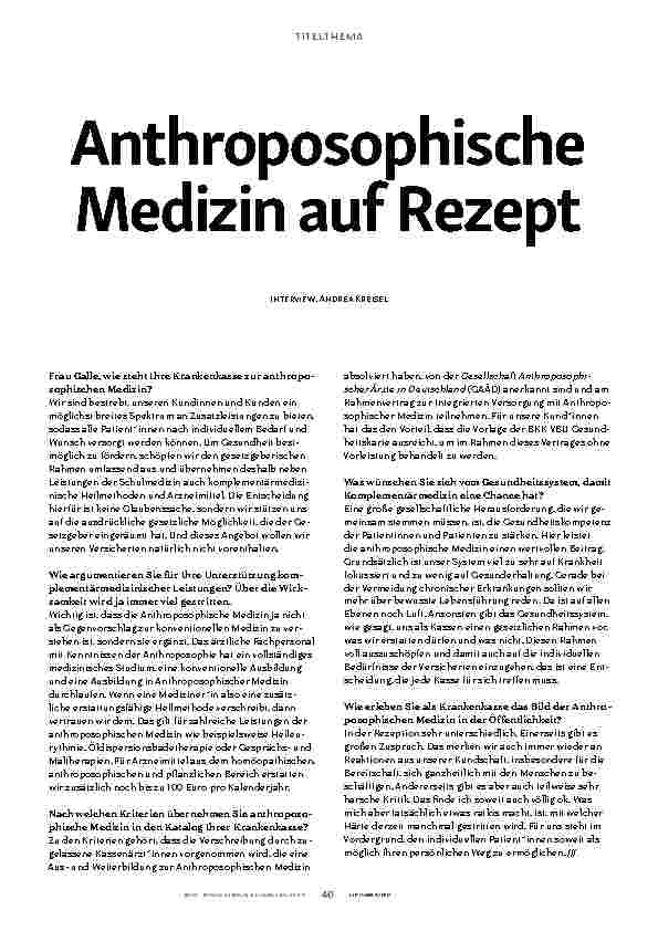 Vorschauseite 1: Anthroposophische Medizin auf Rezept