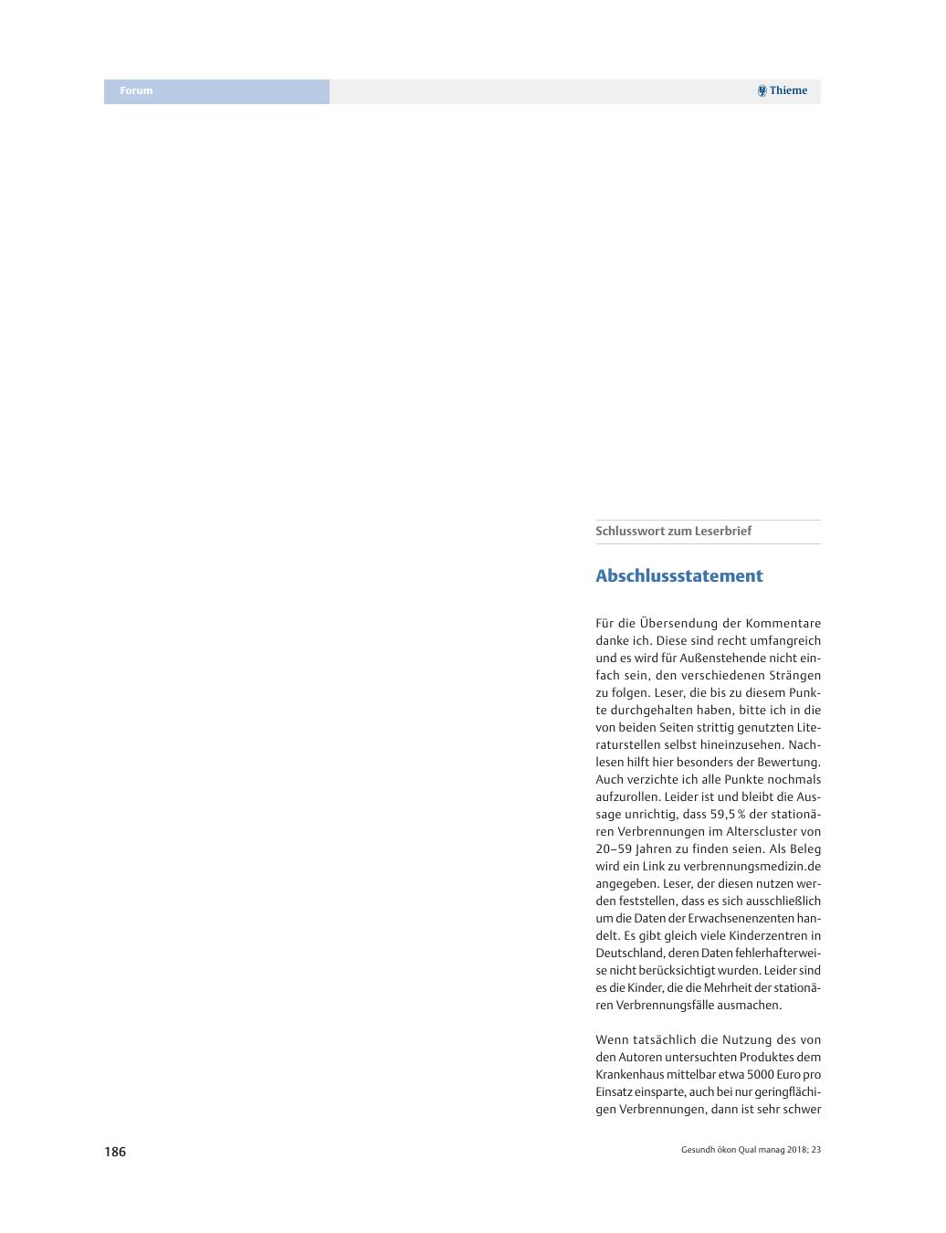 Vorschauseite 1: Schlusswort zum Leserbrief – Abschlussstatement