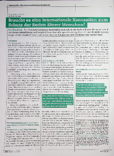 Vorschauseite 2: Braucht es eine internationale Konvention zum Schutz der Rechte älterer Menschen? I