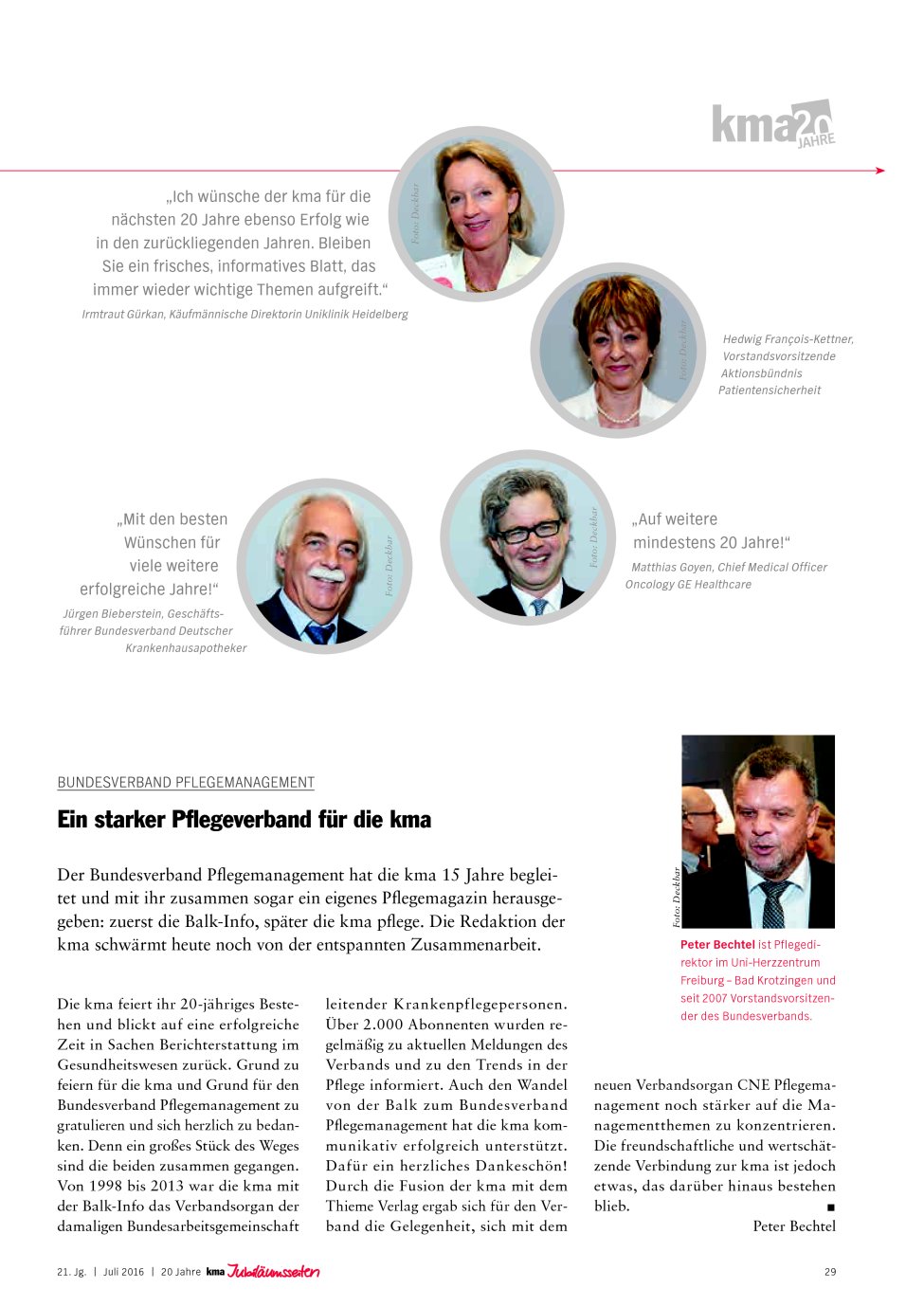 Vorschauseite 1: Bundesverband Pflegemanagement: Ein starker Pflegeverband für die kma