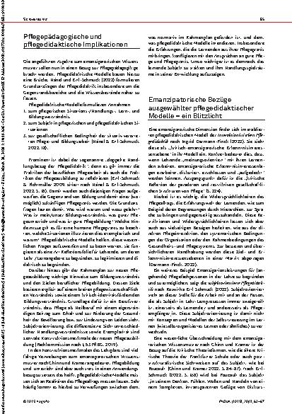 Vorschauseite 3: Emanzipatorisches Wissen in der Pflegebildung Ein Wissensmuster als Wegbereiter für Disziplinarität