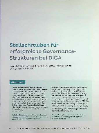 Vorschauseite 1: Stellschrauben für erfolgreiche Governance-Strukturen bei DiGA