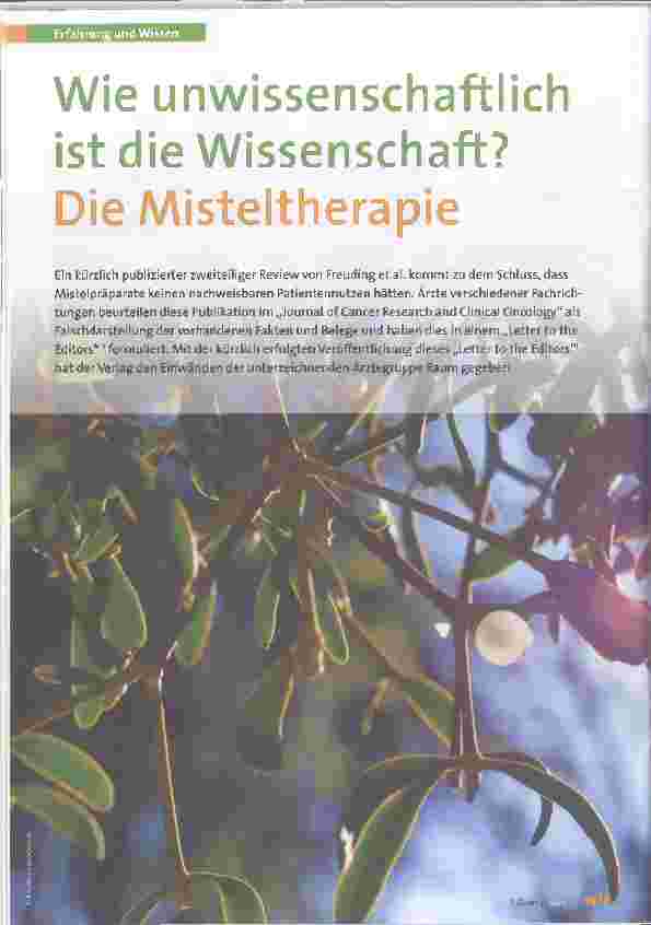 Vorschauseite 1: Wie unwissenschaftlich ist die Wissenschaft? Die Misteltherapie