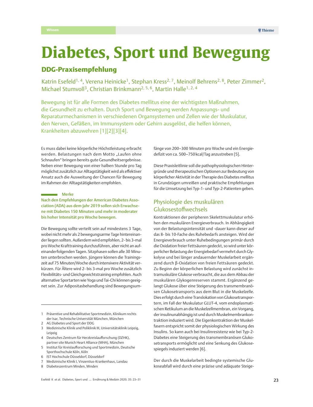 Vorschauseite 1: Diabetes, Sport und Bewegung