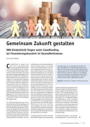 Vorschauseite 1: Gemeinsam Zukunft gestalten DRK-Kinderklinik Siegen nutzt Crowdfunding als Finanzierungsbaustein im Gesundheitswesen