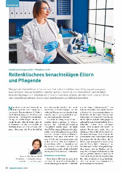 Vorschauseite 1: Geschlechtergerechter Arbeitsschutz: Rollenklischees benachteiligen Eltern und Pflegende.